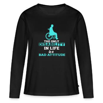 fauteuil roulant - T-shirt manches longues Premium bio Femme - noir - Devant - Julia (174cm)