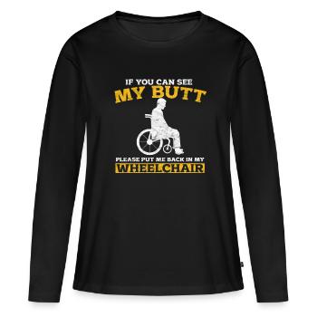 Fauteuil roulant - T-shirt manches longues Premium bio Femme - noir - Devant - Julia (174cm)