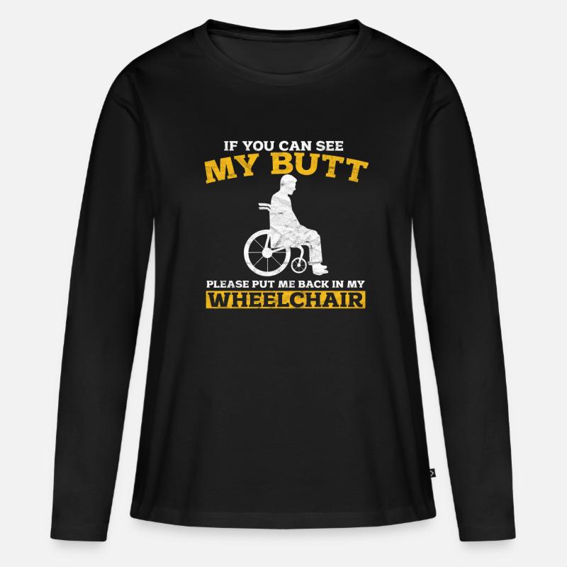 Rollstuhl - Frauen Premium Bio Langarmshirt - Schwarz