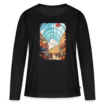 Londres - T-shirt manches longues Premium bio Femme - noir - Devant - Julia (174cm)
