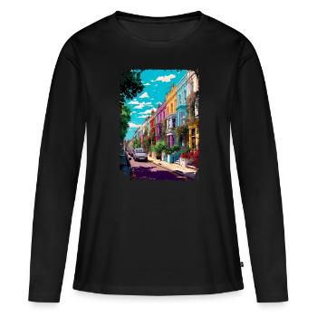 Londres - T-shirt manches longues Premium bio Femme - noir - Devant - Julia (174cm)