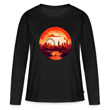 Londres - T-shirt manches longues Premium bio Femme - noir - Devant - Julia (174cm)