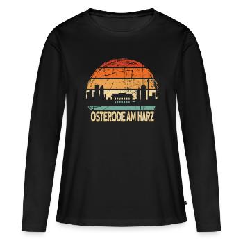 Osterode am Harz - Frauen Premium Bio Langarmshirt - Schwarz - Vorne - Julia (174cm)