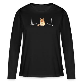 Gerbille - T-shirt manches longues Premium bio Femme - noir - Devant - Julia (174cm)