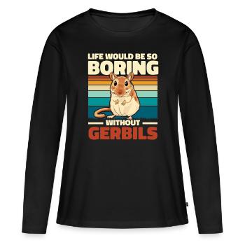 Gerbille - T-shirt manches longues Premium bio Femme - noir - Devant - Julia (174cm)