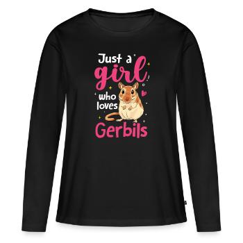 Gerbille - T-shirt manches longues Premium bio Femme - noir - Devant - Julia (174cm)