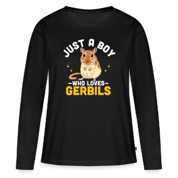 Gerbille - T-shirt manches longues Premium bio Femme - noir - Devant - Julia (174cm)