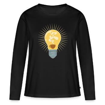 Illumination du café - T-shirt manches longues Premium bio Femme - noir - Devant - Julia (174cm)