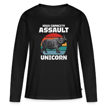 Nashorn - Frauen Premium Bio Langarmshirt - Schwarz - Vorne - Julia (174cm)