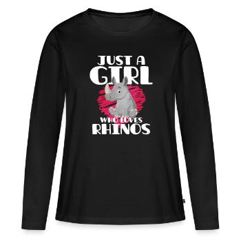 Nashorn - Frauen Premium Bio Langarmshirt - Schwarz - Vorne - Julia (174cm)