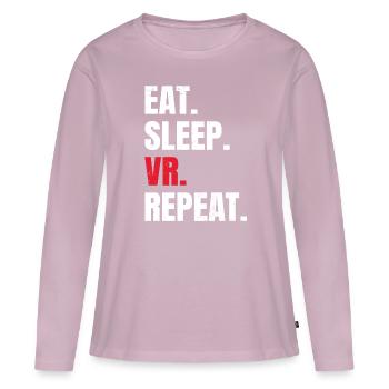Cadeau VR de réalité virtuelle - T-shirt manches longues Premium bio Femme - rose poudré - Devant - Julia (174cm)