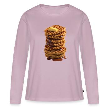 Gaufre - T-shirt manches longues Premium bio Femme - rose poudré - Devant - Julia (174cm)