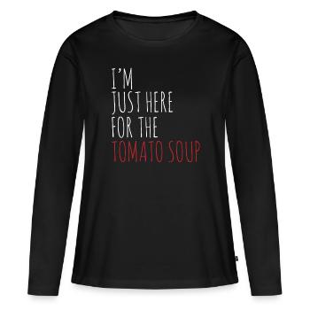 Je ne suis là que pour la soupe aux tomates - T-shirt manches longues Premium bio Femme - noir - Devant - Julia (174cm)