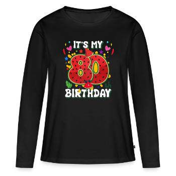 80th Birthday Watermelon - Women's Premium Organic Long Sleeve Shirt - black - Front - Julia (174cm)