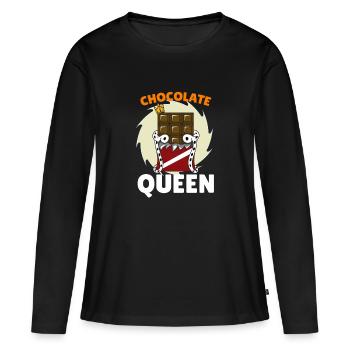 Schokolade - Frauen Premium Bio Langarmshirt - Schwarz - Vorne - Julia (174cm)