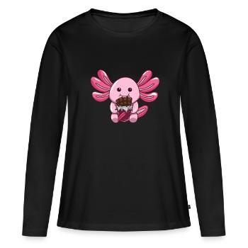Schokolade - Frauen Premium Bio Langarmshirt - Schwarz - Vorne - Julia (174cm)