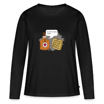 Gaufre - T-shirt manches longues Premium bio Femme - noir - Devant - Julia (174cm)