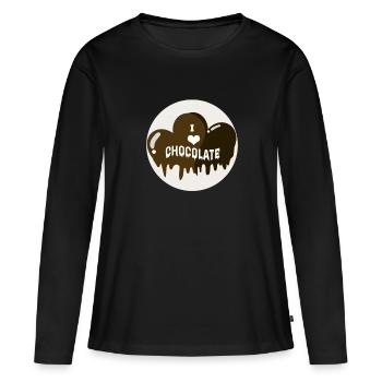Schokolade - Frauen Premium Bio Langarmshirt - Schwarz - Vorne - Julia (174cm)