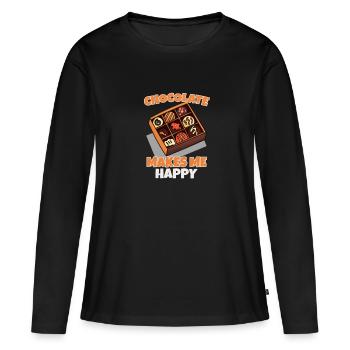 Schokolade - Frauen Premium Bio Langarmshirt - Schwarz - Vorne - Julia (174cm)