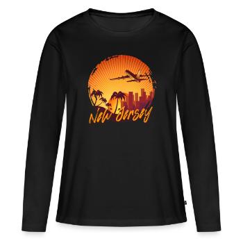 New Jersey - T-shirt manches longues Premium bio Femme - noir - Devant - Julia (174cm)
