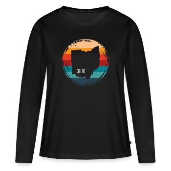 Ohio - T-shirt manches longues Premium bio Femme - noir - Devant - Julia (174cm)