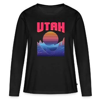 Utah - T-shirt manches longues Premium bio Femme - noir - Devant - Julia (174cm)