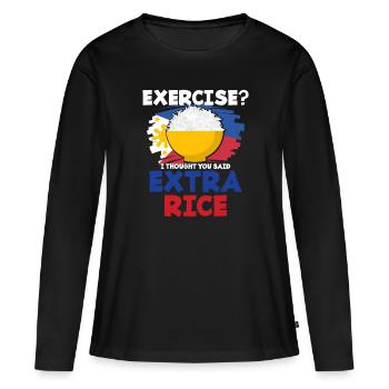 Riz - T-shirt manches longues Premium bio Femme - noir - Devant - Julia (174cm)