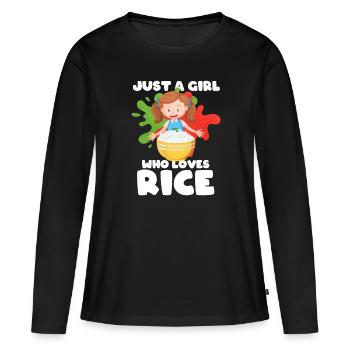 Riz - T-shirt manches longues Premium bio Femme - noir - Devant - Julia (174cm)