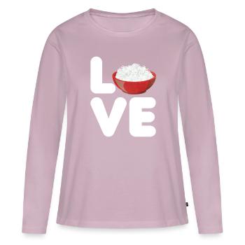 Riz - T-shirt manches longues Premium bio Femme - rose poudré - Devant - Julia (174cm)