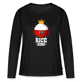 Riz - T-shirt manches longues Premium bio Femme - noir - Devant - Julia (174cm)
