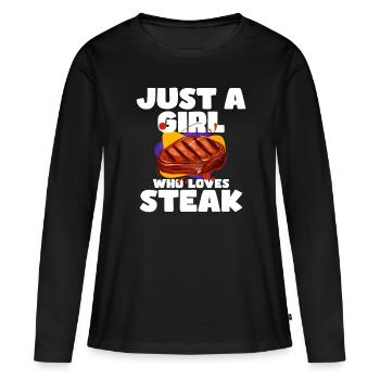 Steak - Women's Premium Organic Long Sleeve Shirt - black - Front - Julia (174cm)