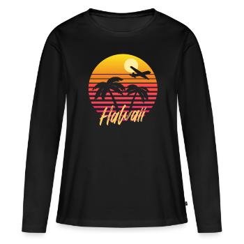 hawaii - Frauen Premium Bio Langarmshirt - Schwarz - Vorne - Julia (174cm)