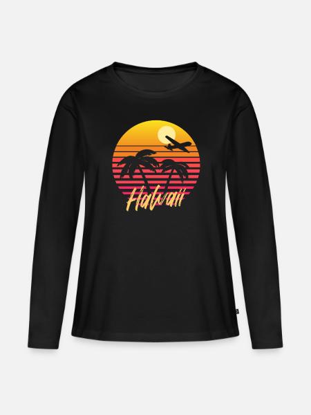 hawaii - Frauen Premium Bio Langarmshirt - Schwarz