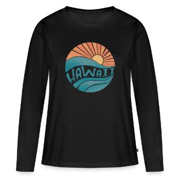 Hawaï - T-shirt manches longues Premium bio Femme - noir - Devant - Julia (174cm)