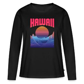 Hawaï - T-shirt manches longues Premium bio Femme - noir - Devant - Julia (174cm)