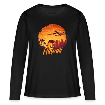 Hawaï - T-shirt manches longues Premium bio Femme - noir - Devant - Julia (174cm)