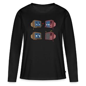 Couple d’amour à la télévision - T-shirt manches longues Premium bio Femme - noir - Devant - Julia (174cm)