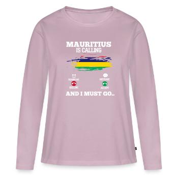 Maurice - T-shirt manches longues Premium bio Femme - rose poudré - Devant - Julia (174cm)
