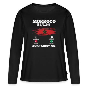 Maroc - T-shirt manches longues Premium bio Femme - noir - Devant - Julia (174cm)