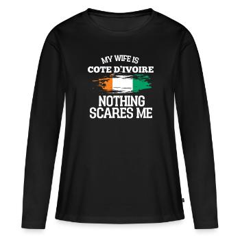 Épouse Côte d’Ivoire - T-shirt manches longues Premium bio Femme - noir - Devant - Julia (174cm)