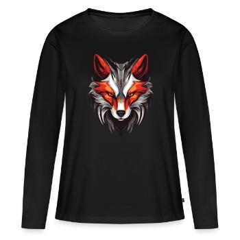 Fuchs Portrait - Frauen Premium Bio Langarmshirt - Schwarz - Vorne - Julia (174cm)