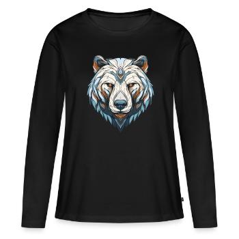 Portrait d’ours polaire Ours polaire - T-shirt manches longues Premium bio Femme - noir - Devant - Julia (174cm)