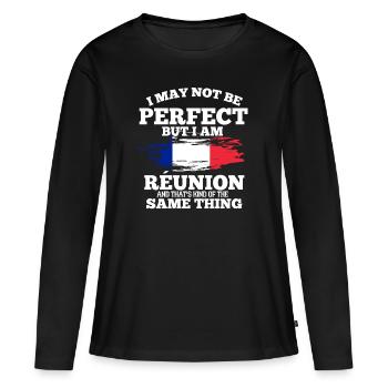 Réunion - T-shirt manches longues Premium bio Femme - noir - Devant - Julia (174cm)
