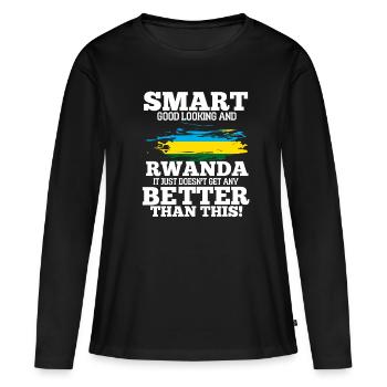 Rwanda - T-shirt manches longues Premium bio Femme - noir - Devant - Julia (174cm)