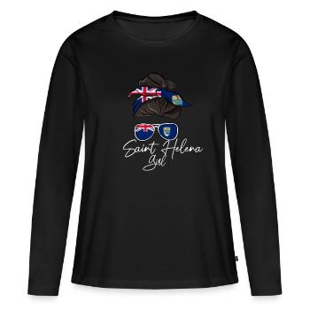 Saint Helena - Women's Premium Organic Long Sleeve Shirt - black - Front - Julia (174cm)