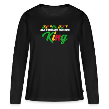 São Tomé - T-shirt manches longues Premium bio Femme - noir - Devant - Julia (174cm)