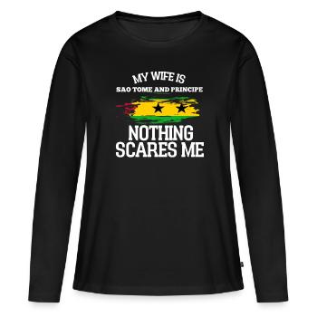 Sao Tome - Frauen Premium Bio Langarmshirt - Schwarz - Vorne - Julia (174cm)