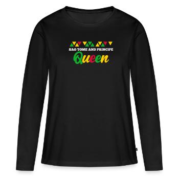 Sao Tome - Frauen Premium Bio Langarmshirt - Schwarz - Vorne - Julia (174cm)