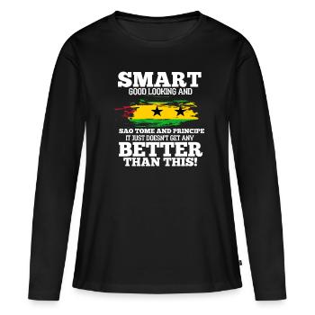 Sao Tome - Frauen Premium Bio Langarmshirt - Schwarz - Vorne - Julia (174cm)