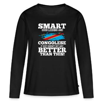 Congo - T-shirt manches longues Premium bio Femme - noir - Devant - Julia (174cm)